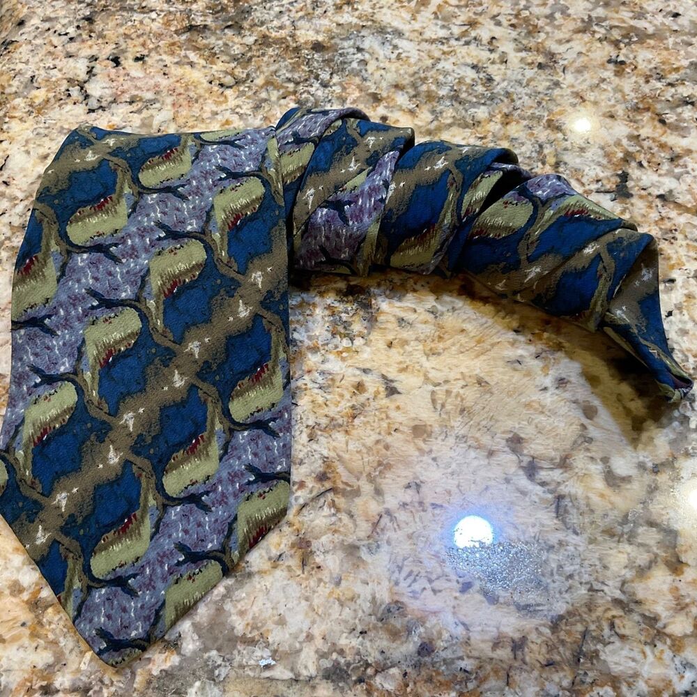 Vintage J. Garcia Necktie Mens 100%-Silk Tie Abstract Made in USA 58"x3.75"